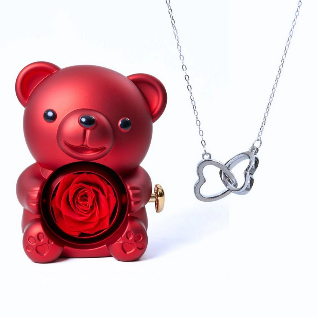 Eternal Rose Bear - W/ Engraved Necklace