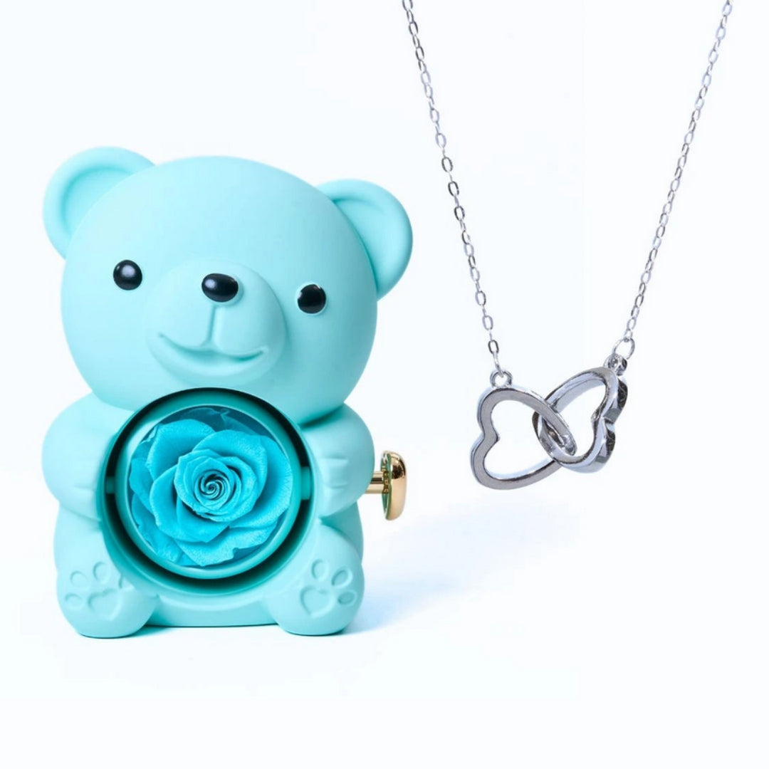 Eternal Rose Bear - W/ Engraved Necklace