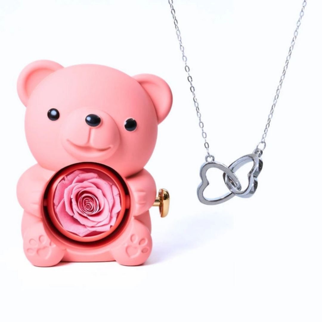 Eternal Rose Bear - W/ Engraved Necklace