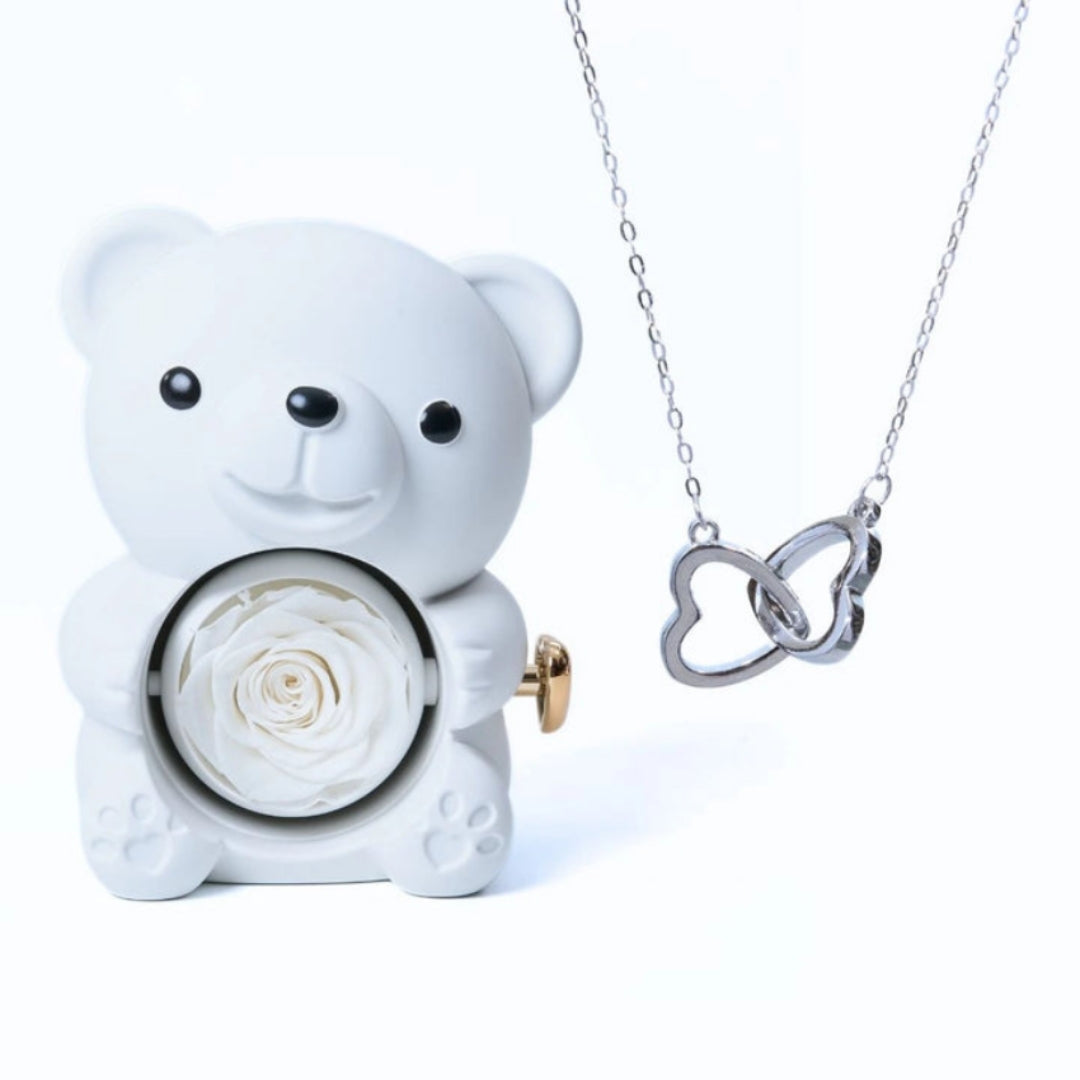 Eternal Rose Bear - W/ Engraved Necklace