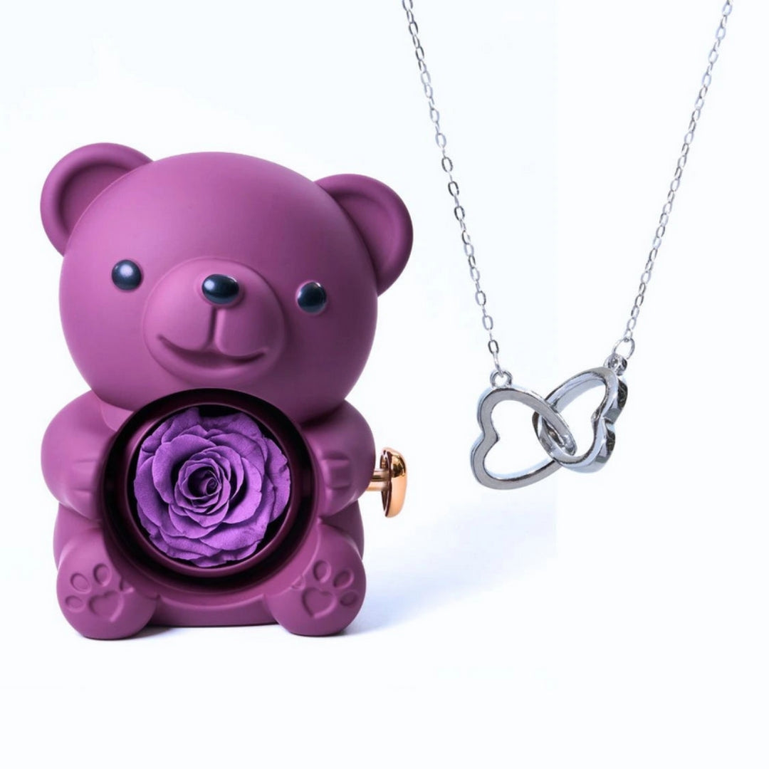 Eternal Rose Bear - W/ Engraved Necklace