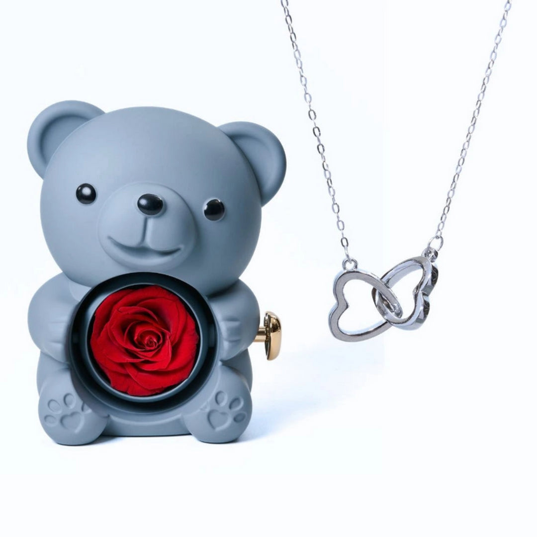 Eternal Rose Bear - W/ Engraved Necklace