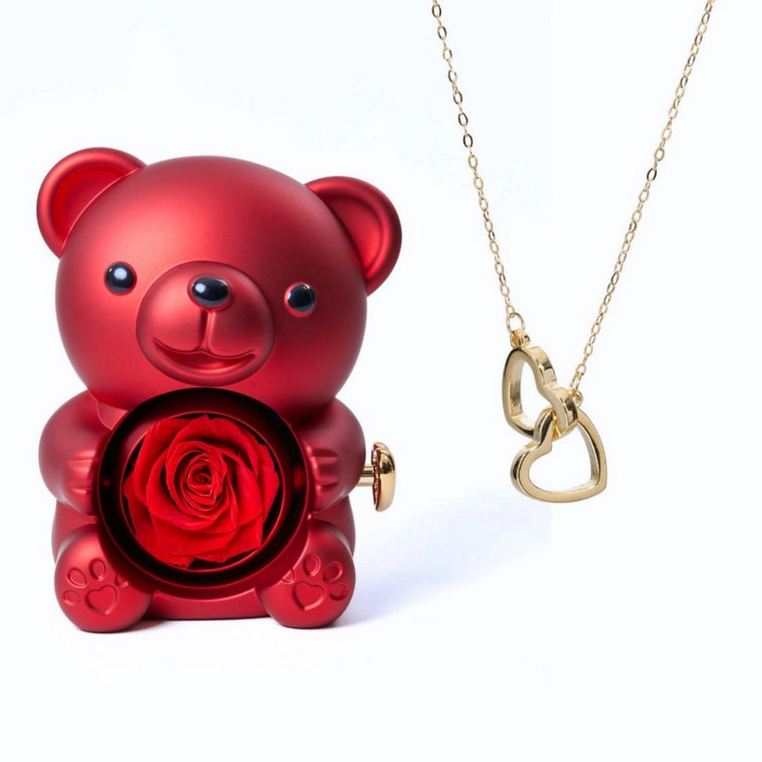 Eternal Rose Bear - W/ Engraved Necklace