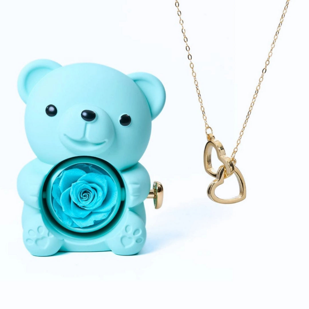 Eternal Rose Bear - W/ Engraved Necklace