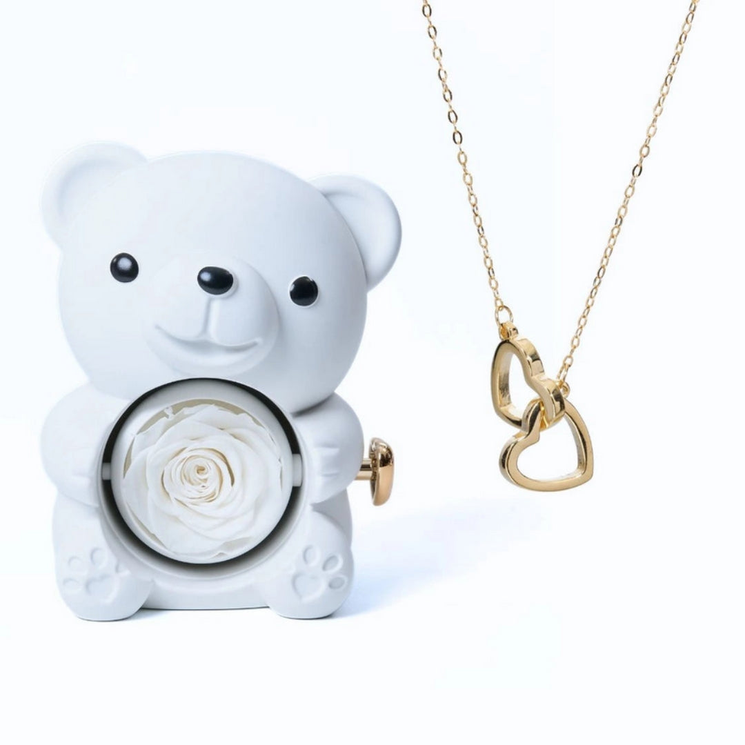 Eternal Rose Bear - W/ Engraved Necklace