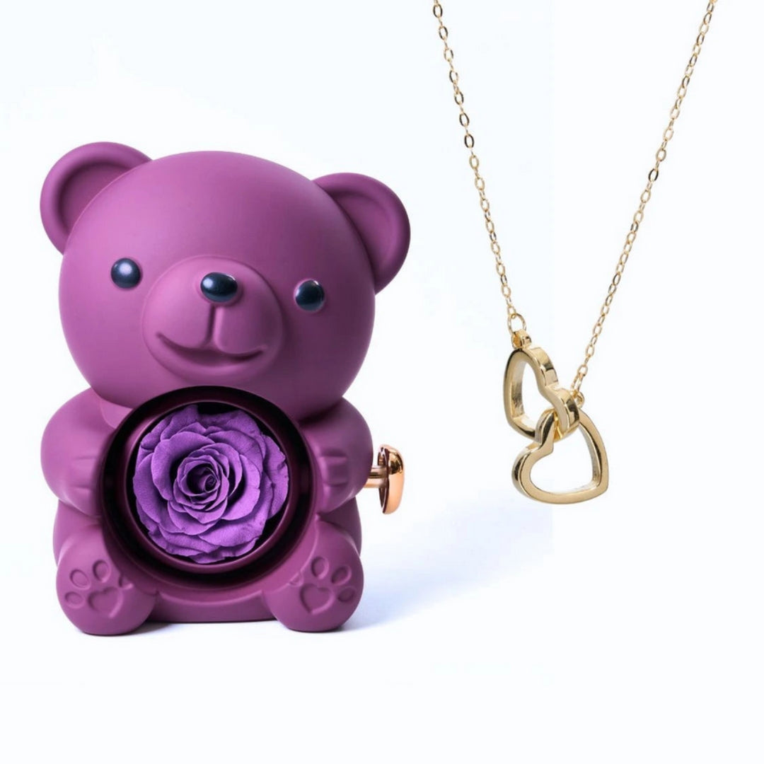 Eternal Rose Bear - W/ Engraved Necklace