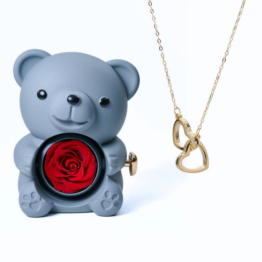 Eternal Rose Bear - W/ Engraved Necklace