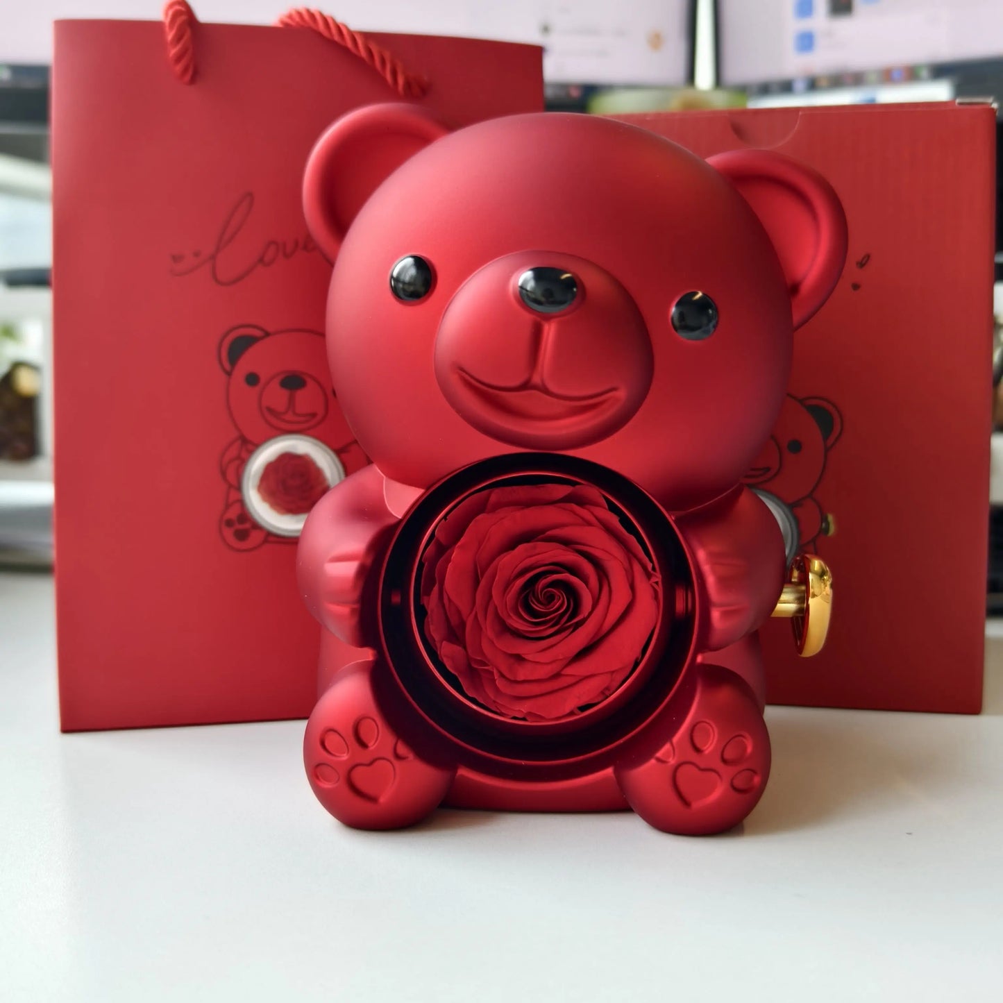 Eternal Rose Bear - W/ Engraved Necklace