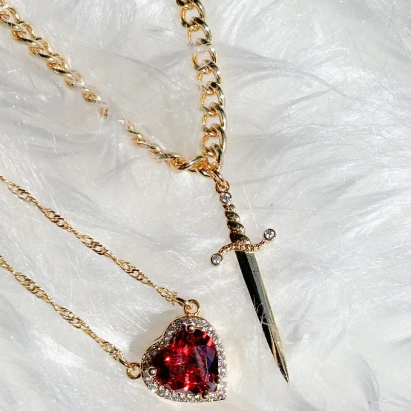 Heart and Sword Necklace