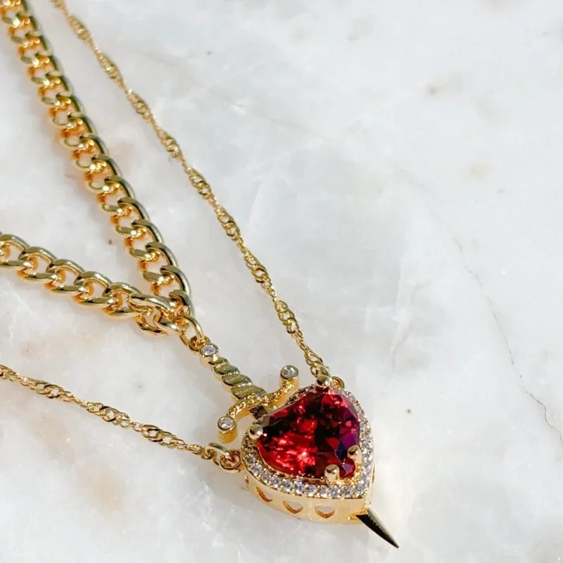 Heart and Sword Necklace